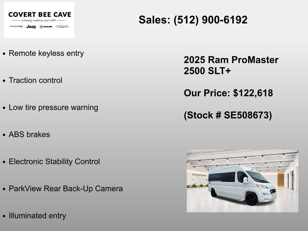 New Car 2025 Ram Promaster 2500 Window Van  High Roof For Sale Under $130,000 In Austin, Texas