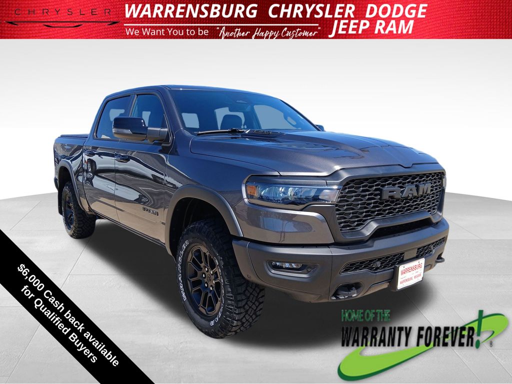 Gray (Granite Crystal Metallic Clearcoat) 2026 RAM 1500 Rebel Crew Cab 4WD Pickup Truck Four-Wheel Drive 8-Speed Automatic