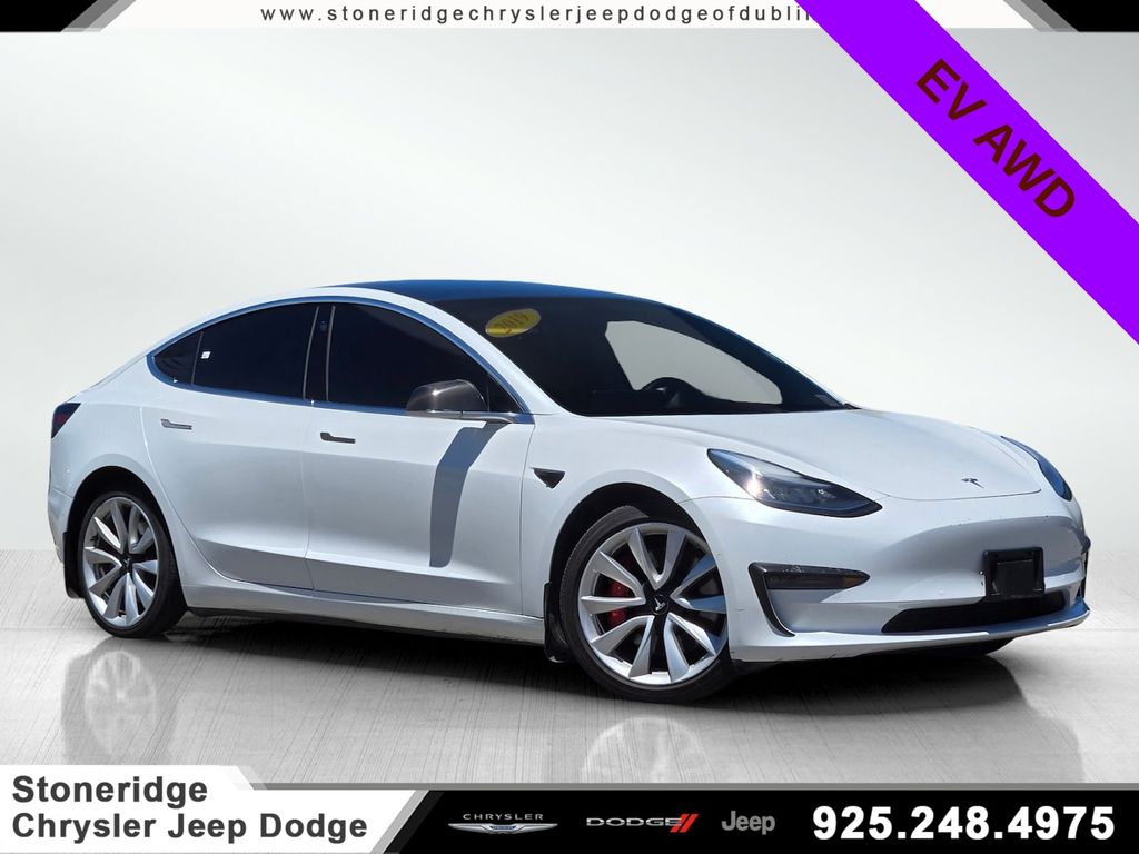 Solid Black 2019 Tesla Model 3 Sedan All-Wheel Drive 1-Speed Automatic