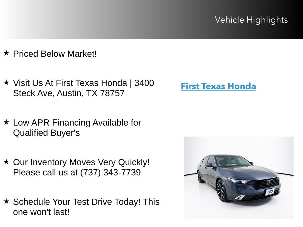 Used Car 2025 Honda Accord Hybrid  Touring For Sale Under $40,000 In Austin, Texas