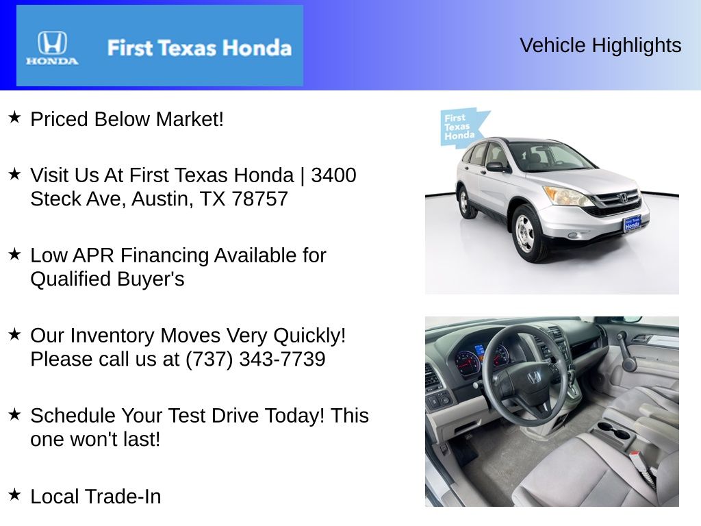Used Car 2011 Honda Cr-v  Lx For Sale Under $12,000 In Austin, Texas