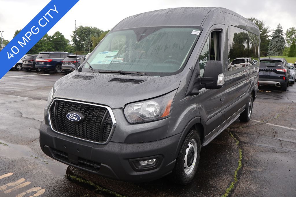 Gray Metallic 2026 Ford Transit Passenger 350 XL Medium Roof LB RWD Van Rear-Wheel Drive