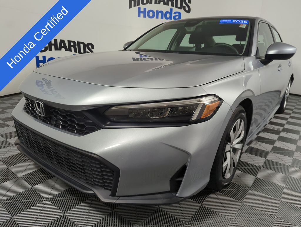 Solar Silver Metallic 2025 Honda Civic LX FWD Sedan Front-Wheel Drive Continuously Variable Transmission