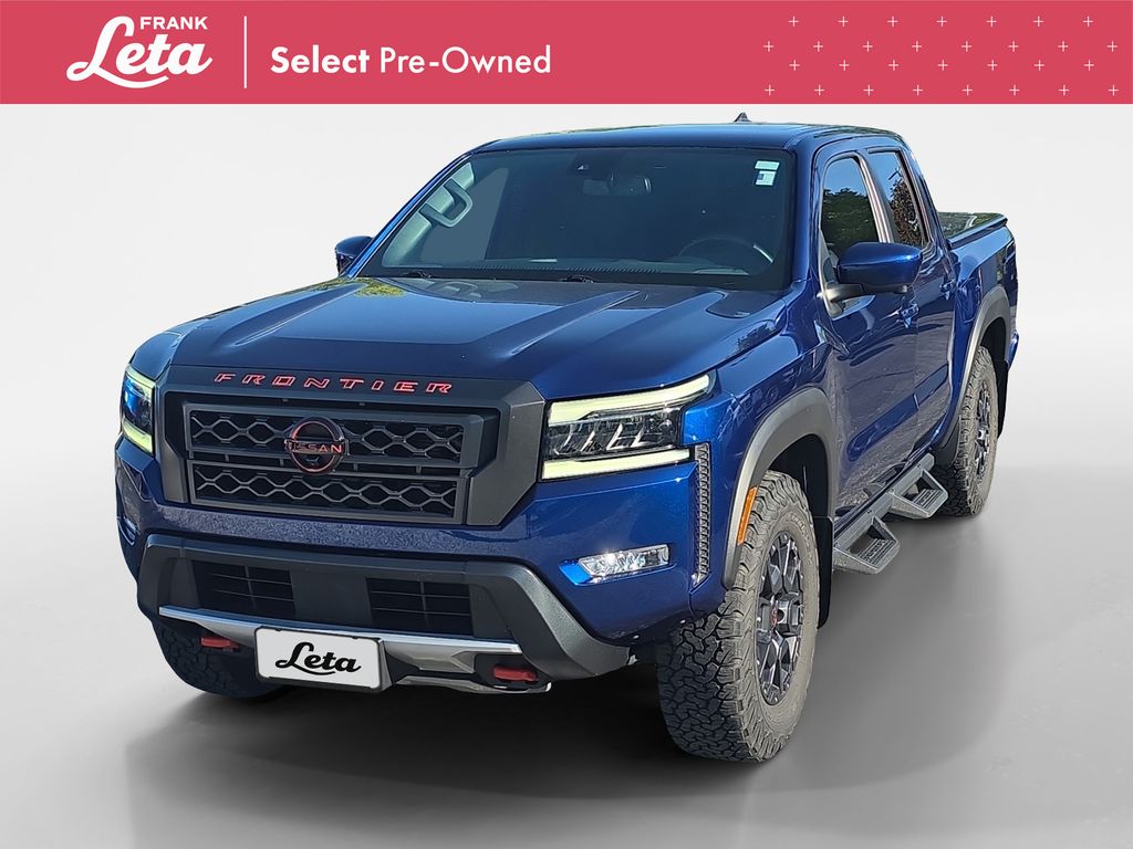 Deep Blue Pearl 2022 Nissan Frontier PRO-4X Crew Cab 4WD Pickup Truck Four-Wheel Drive 9-Speed Automatic