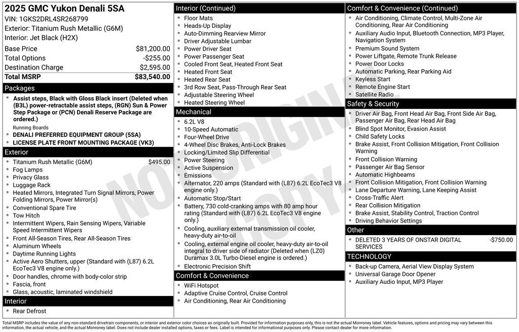 Used Car 2025 Gmc Yukon  Denali For Sale Under $80,000 In Austin, Texas
