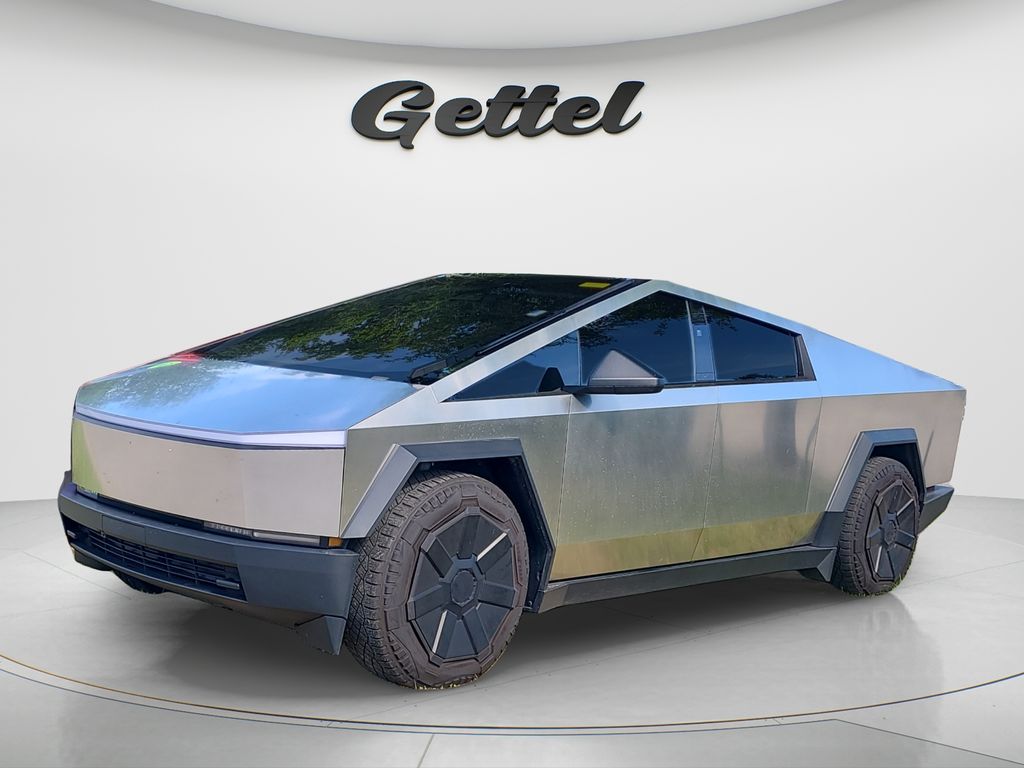 Gray (Stainless Steel) 2024 Tesla Cybertruck Crew Cab AWD Pickup Truck All-Wheel Drive 1-Speed Automatic