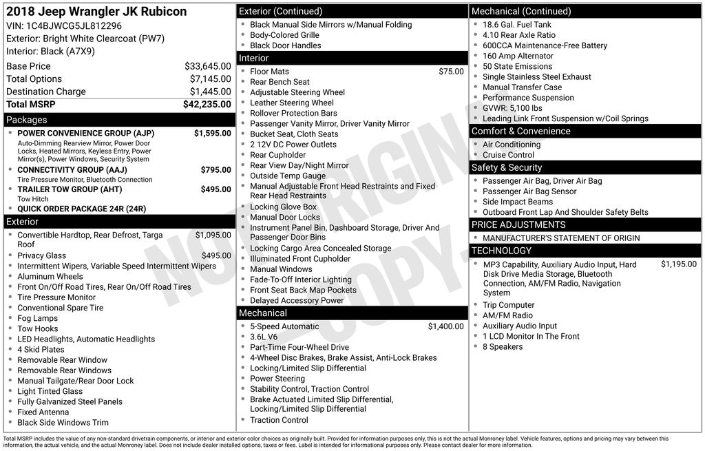 Used 2018 Jeep Wrangler JK Rubicon 2D Sport Utility