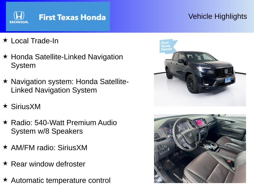 Used Car 2023 Honda Ridgeline  Black Edition For Sale Under $35,000 In Austin, Texas