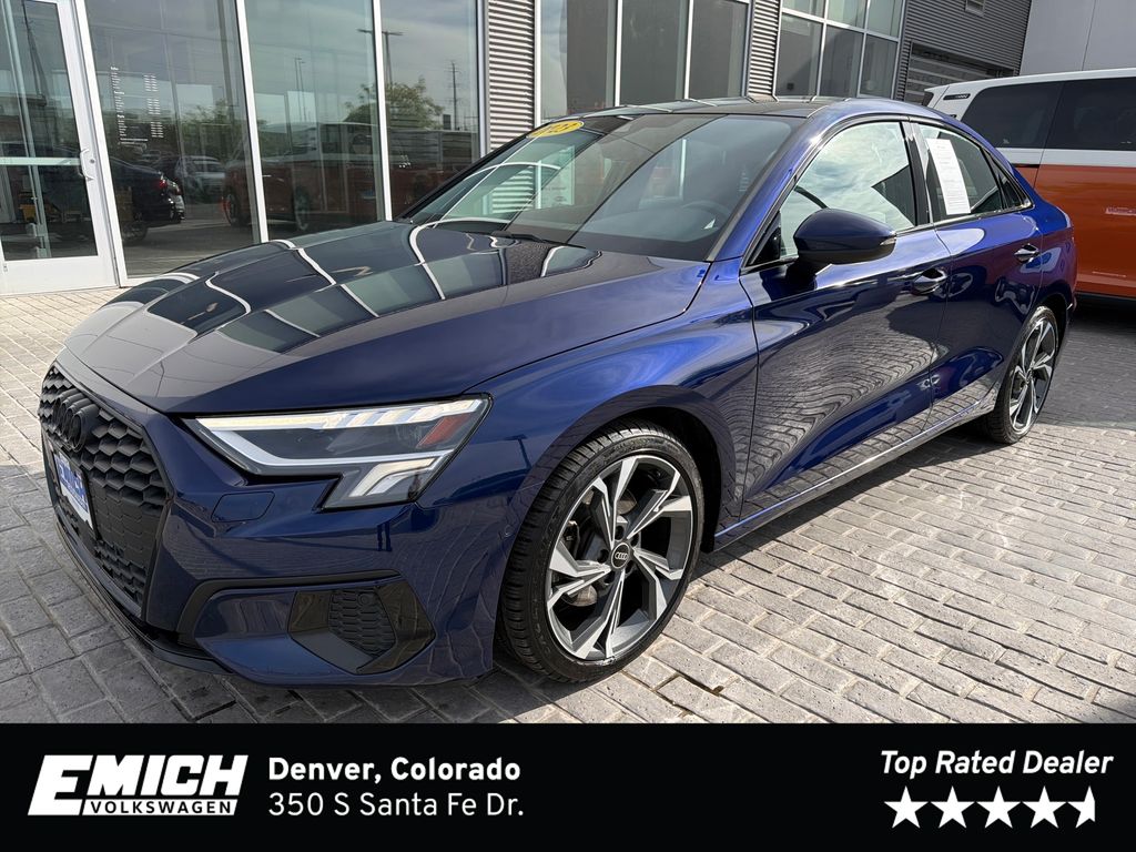 Navarra Blue Metallic 2023 Audi A3 Sedan Front-Wheel Drive 7-Speed Automatic