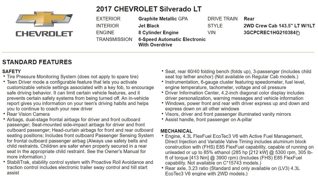 2017 Chevrolet Silverado 1500 LT photo