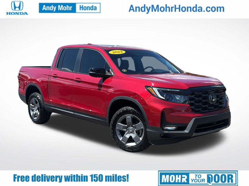 Radiant Red Metallic II 2024 Honda Ridgeline Pickup Truck All-Wheel Drive 9-Speed Automatic