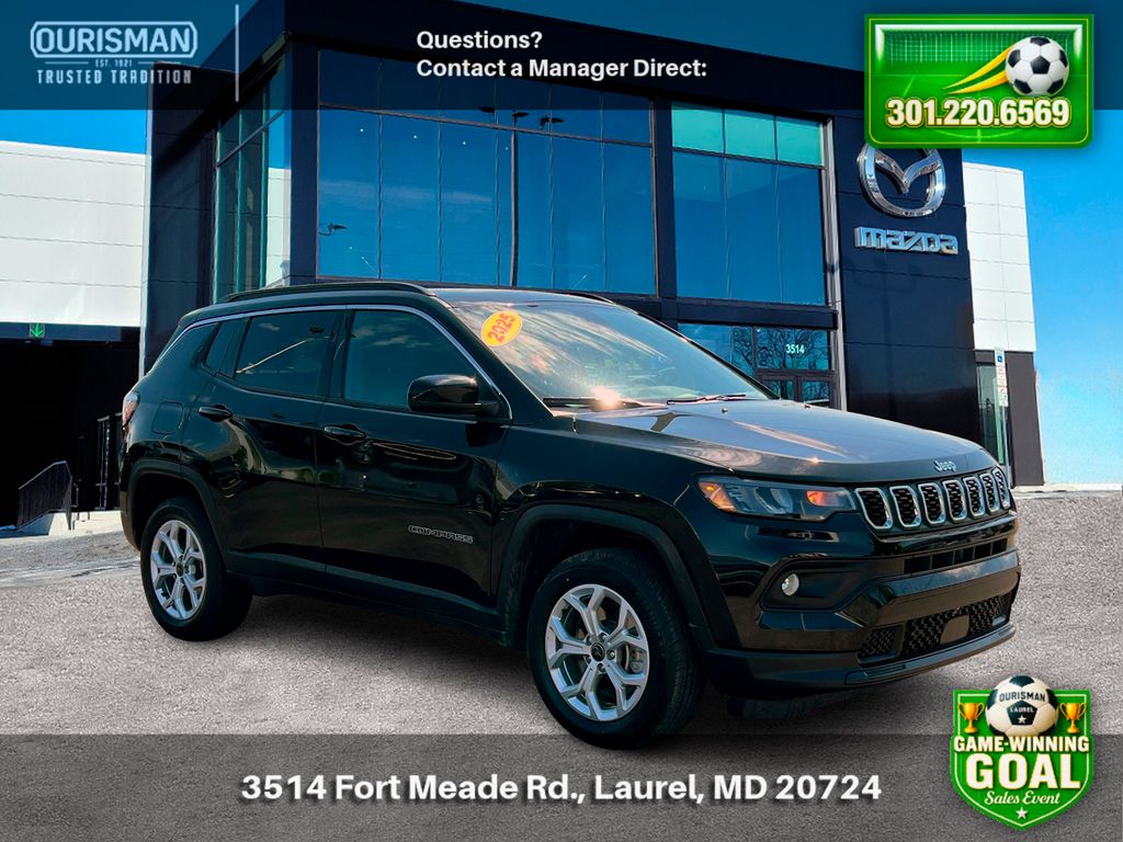 Diamond Black Crystal Pearlcoat 2025 Jeep Compass Latitude 4WD SUV / Crossover Four-Wheel Drive 8-Speed Automatic