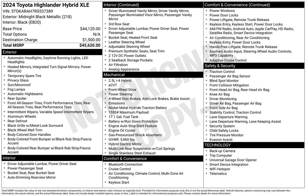 2024 Toyota Highlander Hybrid XLE