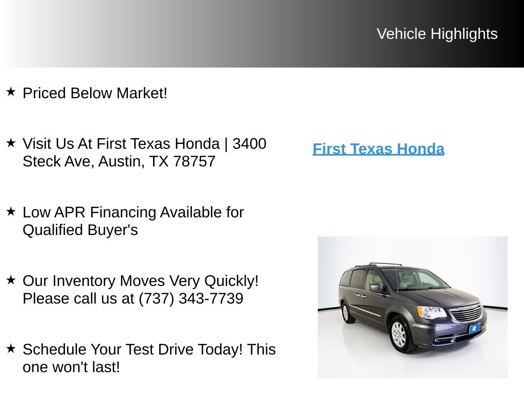 Used Car 2016 Chrysler Town & Country  Touring For Sale Under $12,000 In Austin, Texas