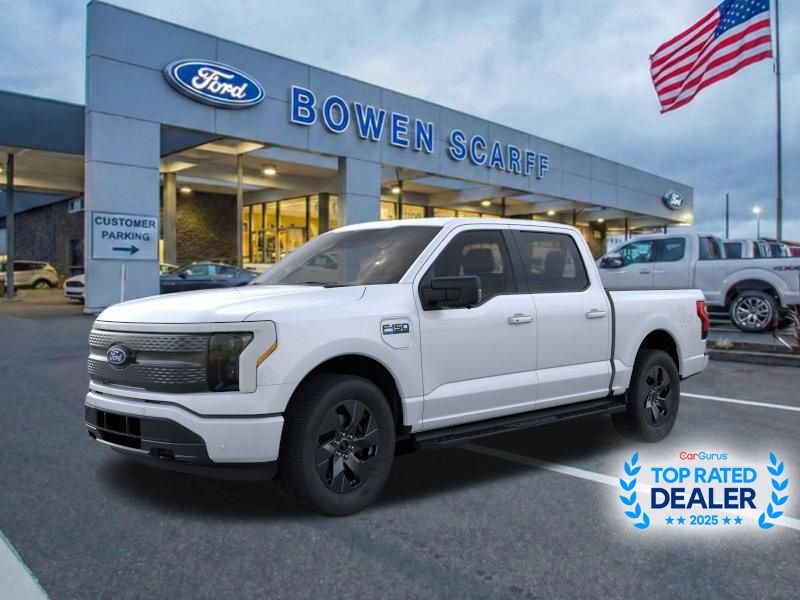 Space White Metallic 2025 Ford F-150 Lightning Flash SuperCrew AWD Pickup Truck All-Wheel Drive Automatic