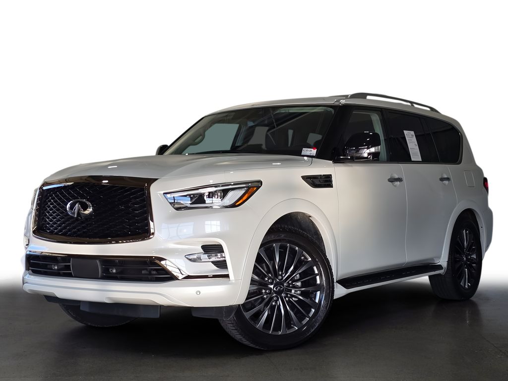 Moonstone White 2023 INFINITI QX80 Luxe 4WD SUV / Crossover All-Wheel Drive 7-Speed Automatic