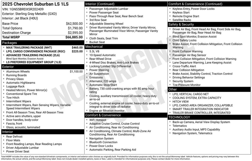 Sterling Gray Metallic 2025 Chevrolet Suburban LS RWD SUV / Crossover 4X2
