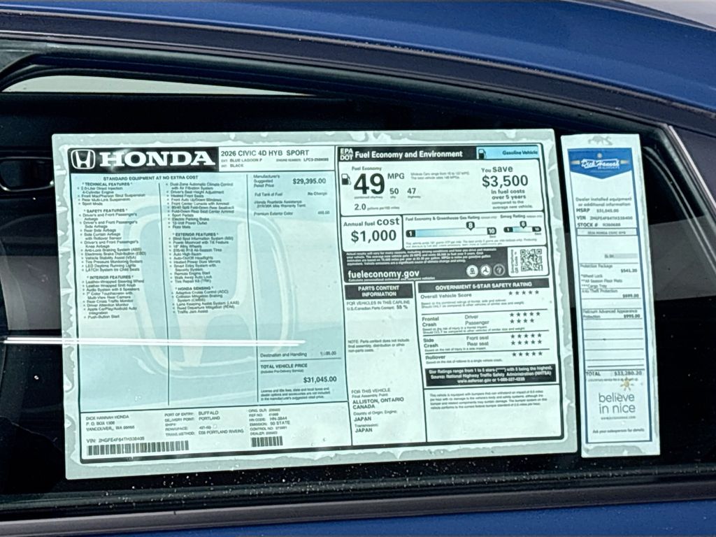2026 Honda Civic Hybrid Sport