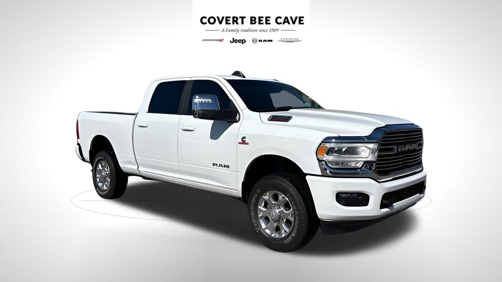 Bright White Clearcoat 2024 RAM 2500 Laramie Crew Cab 4WD Pickup Truck Four-Wheel Drive 6-Speed Automatic