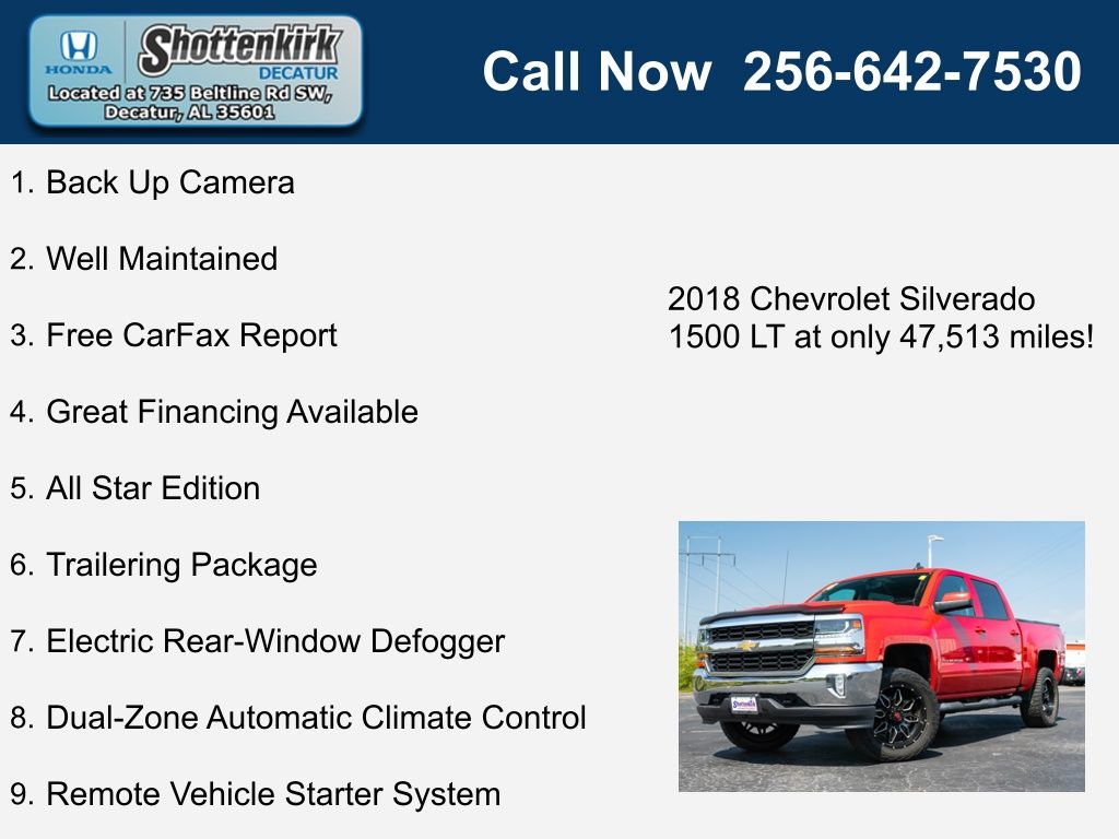 Used 2018 Chevrolet Silverado 1500 LT with VIN 3GCUKREC0JG581239 for sale in Decatur, AL