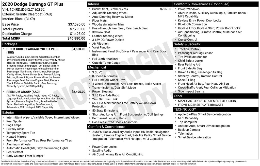 used 2020 Dodge Durango car, priced at $24,500