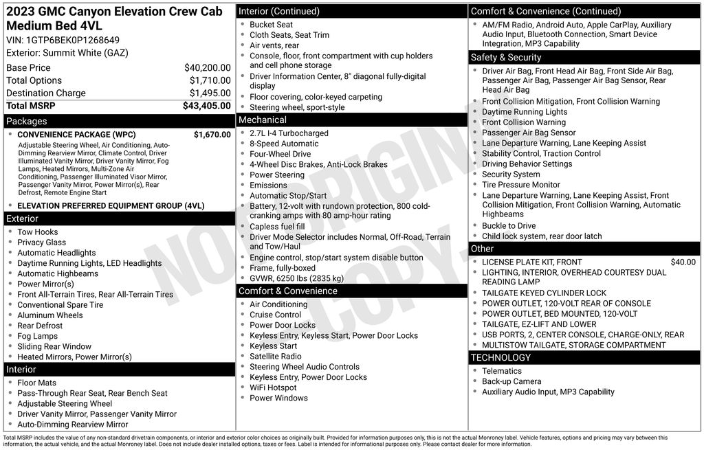 Used Car 2023 Gmc Canyon  Elevation For Sale Under $40,000 In Austin, Texas