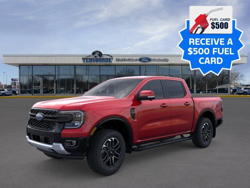 Ruby Red Metallic Tinted Clearcoat 2025 Ford Ranger Lariat SuperCrew 4WD Pickup Truck Four-Wheel Drive Automatic
