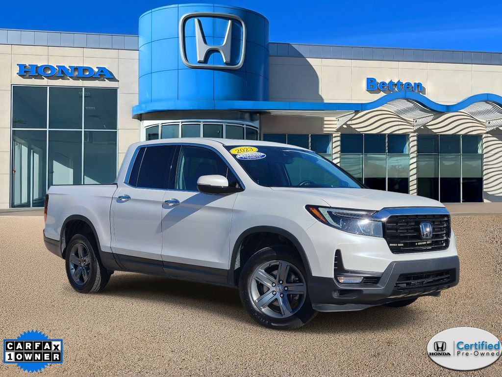 Platinum White Pearl 2023 Honda Ridgeline Pickup Truck All-Wheel Drive 9-Speed Automatic