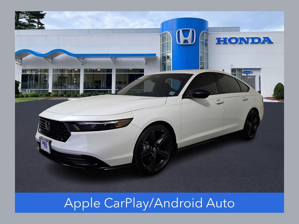 White 2023 Honda Accord Hybrid Sedan Front-Wheel Drive Continuously Variable Transmission