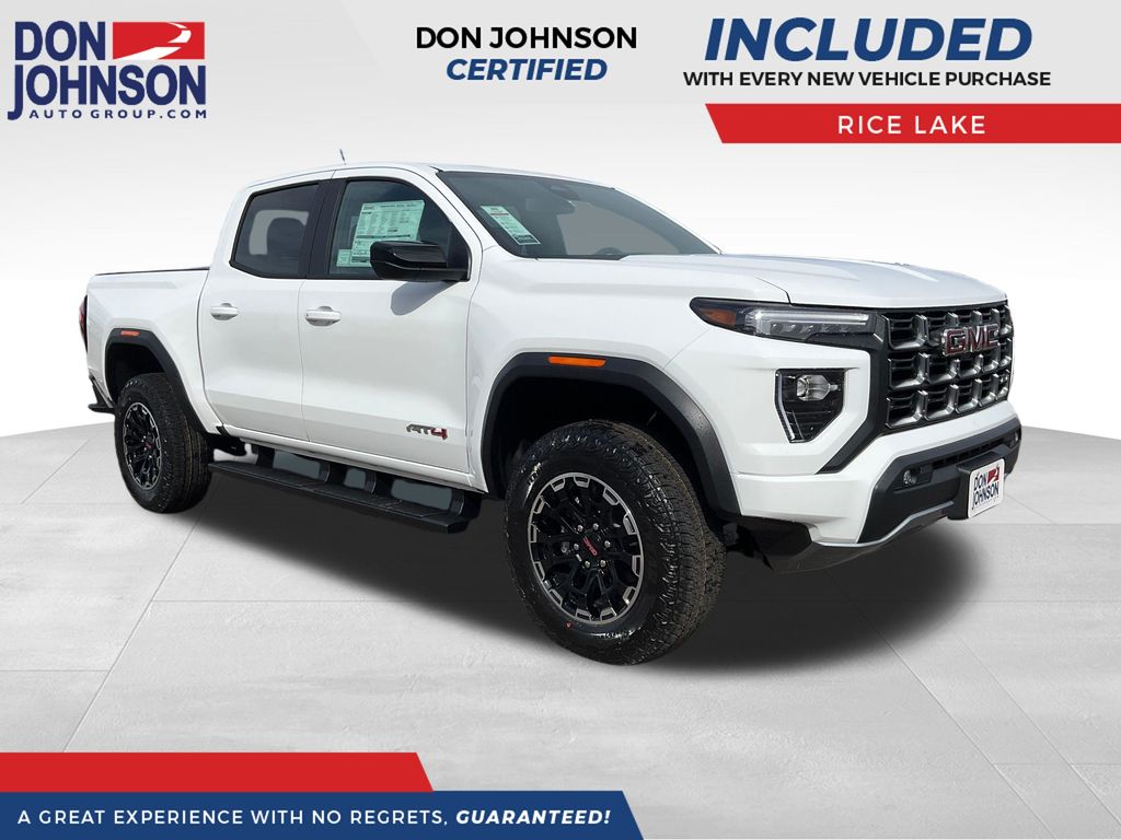 Summit White 2026 GMC Canyon AT4 Crew Cab 4WD Pickup Truck Four-Wheel Drive 8-Speed Automatic