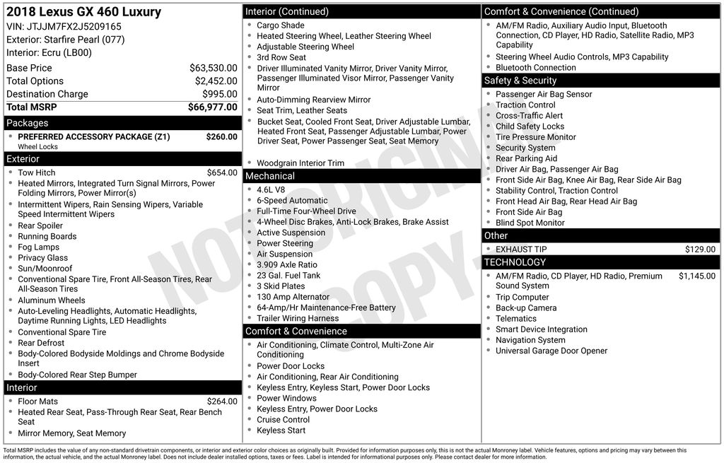 Used Car 2018 Lexus Gx  460 Luxury For Sale Under $40,000 In Austin, Texas