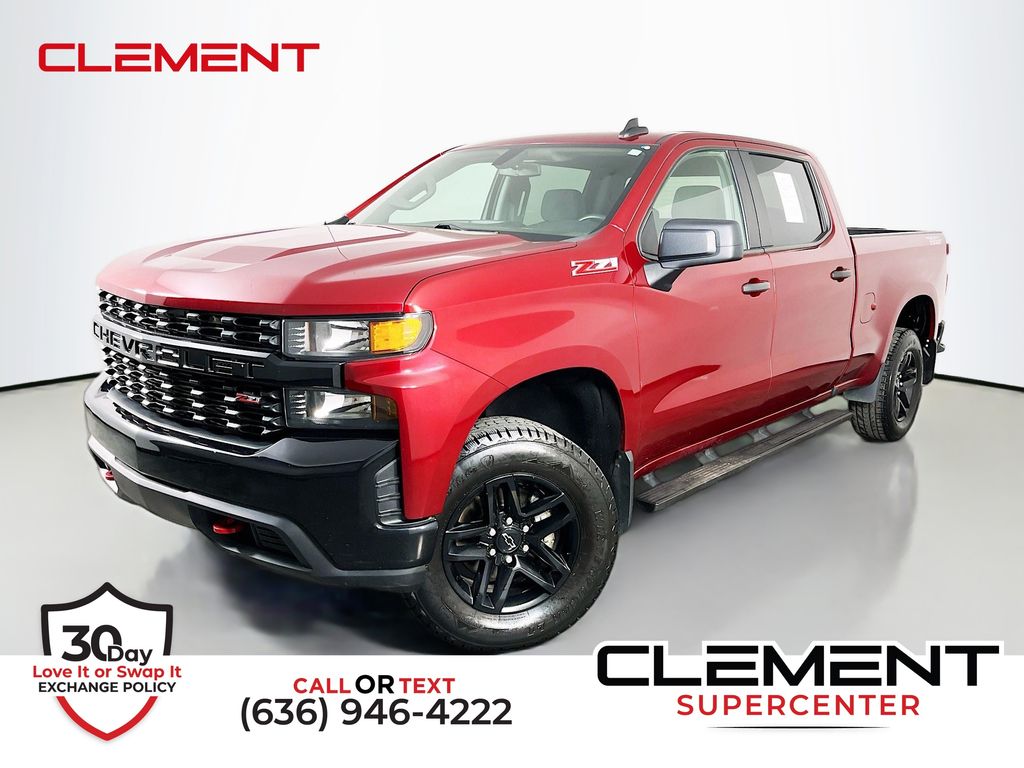 Cherry Red 2022 Chevrolet Silverado 1500 Custom Trail Boss Crew Cab 4WD Pickup Truck Four-Wheel Drive Automatic