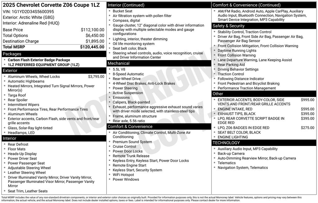 2025 Chevrolet Corvette Z06 RWD Coupe 1LZ