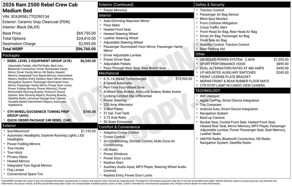 new 2026 Ram 2500 car, priced at $86,329