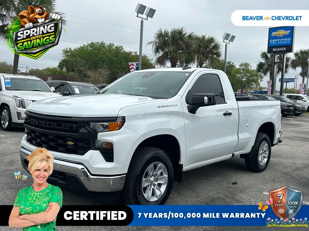 Summit White 2025 Chevrolet Silverado 1500 Work Truck Regular Cab RWD Pickup Truck 4X2 8-Speed Automatic