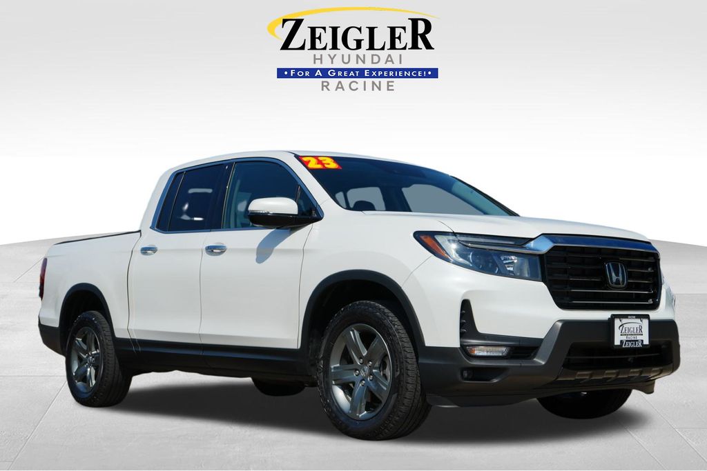 Platinum White Pearl 2023 Honda Ridgeline RTL-E AWD Pickup Truck All-Wheel Drive 9-Speed Automatic