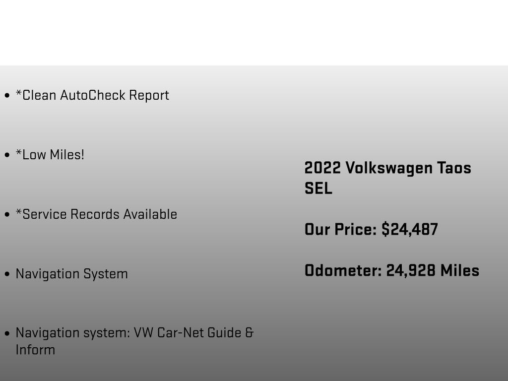 2022 Volkswagen Taos 1.5T SEL Gray at Subaru and VW of Moon Township