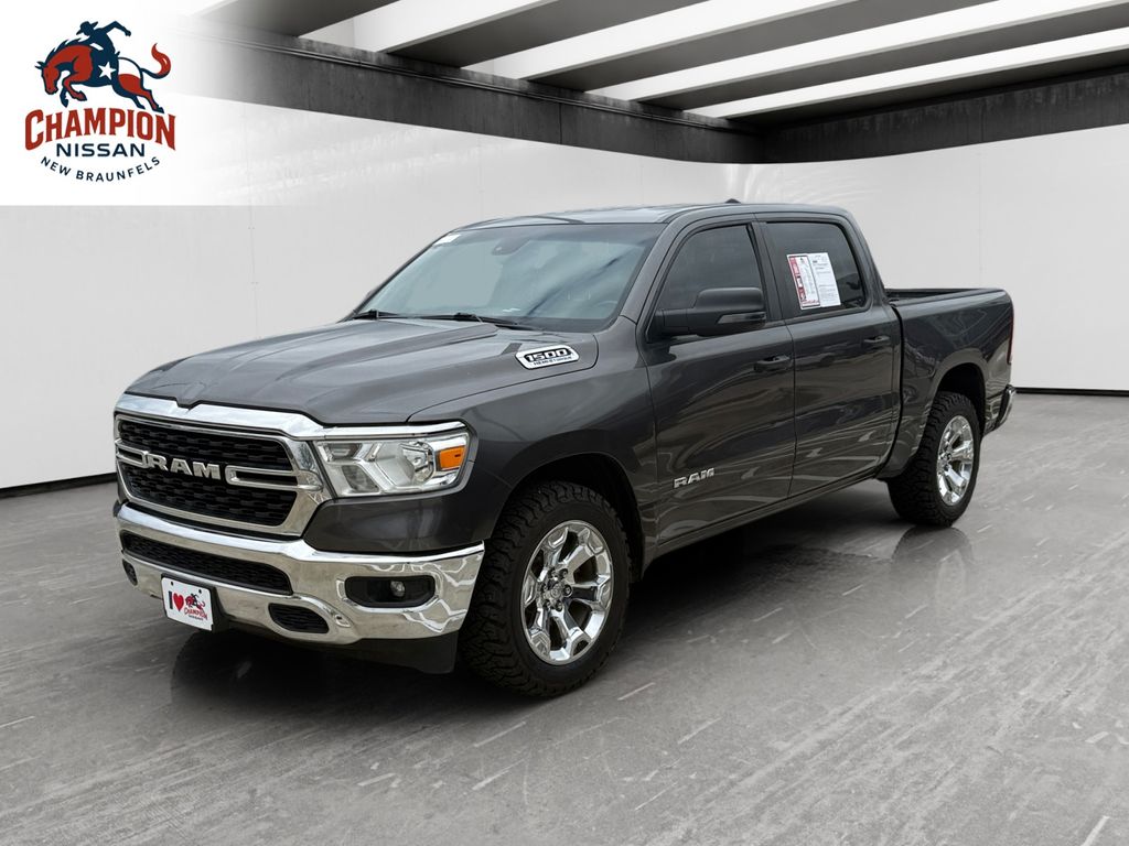 Gray (Granite Crystal Metallic Clearcoat) 2023 RAM 1500 Big Horn Crew Cab 4WD Pickup Truck Four-Wheel Drive 8-Speed Automatic