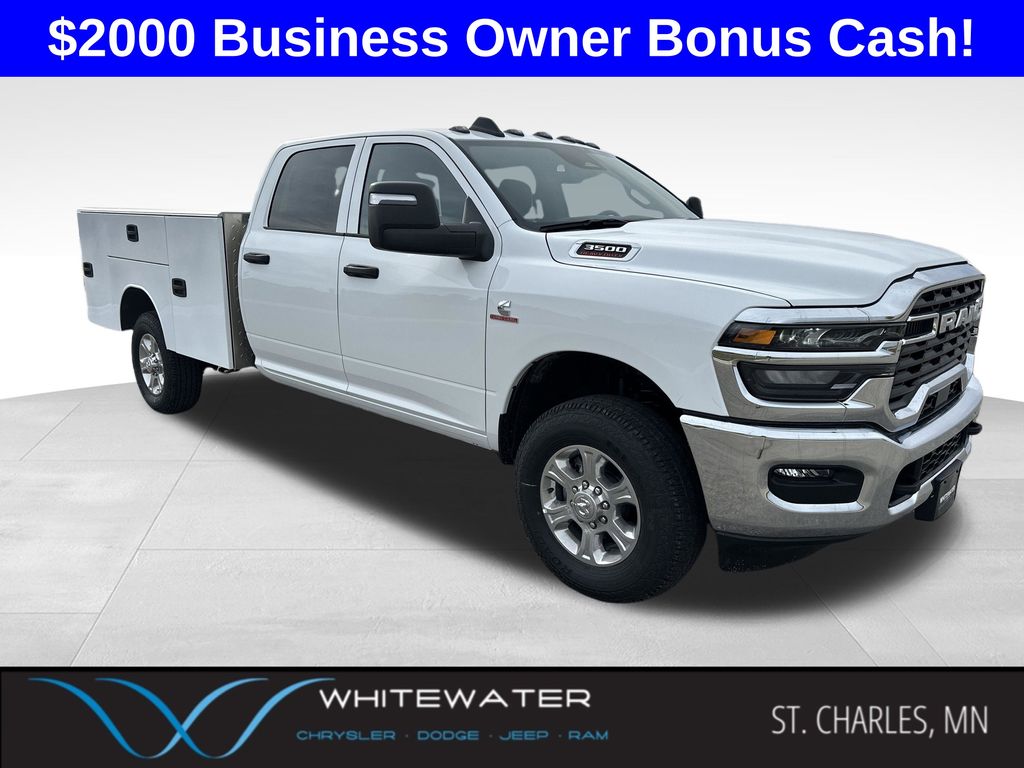 Bright White Clearcoat 2026 RAM 3500 Chassis Tradesman Crew Cab LB 4WD Pickup Truck Four-Wheel Drive 8-Speed Automatic