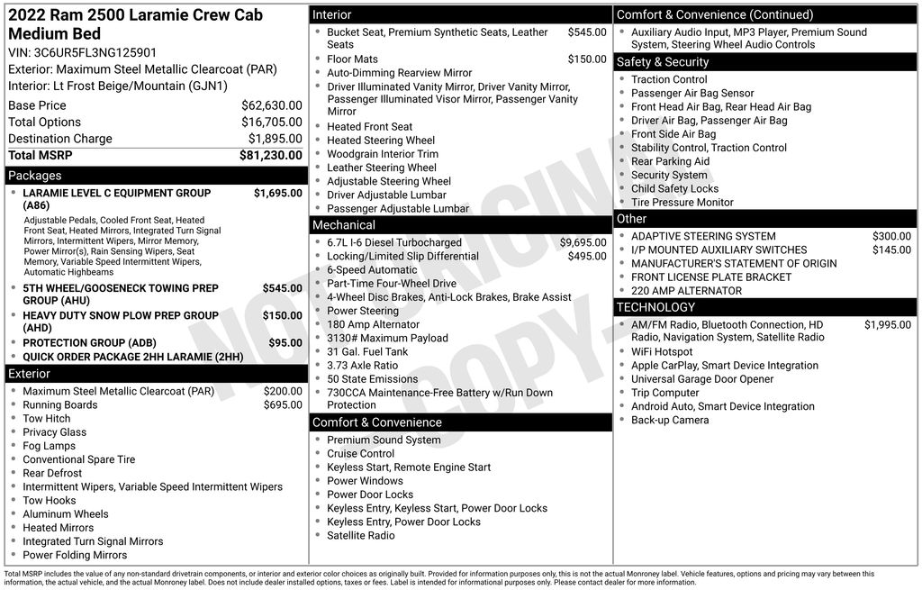 2022 Ram 2500 Laramie Crew Cab 4x4 6'4" Box