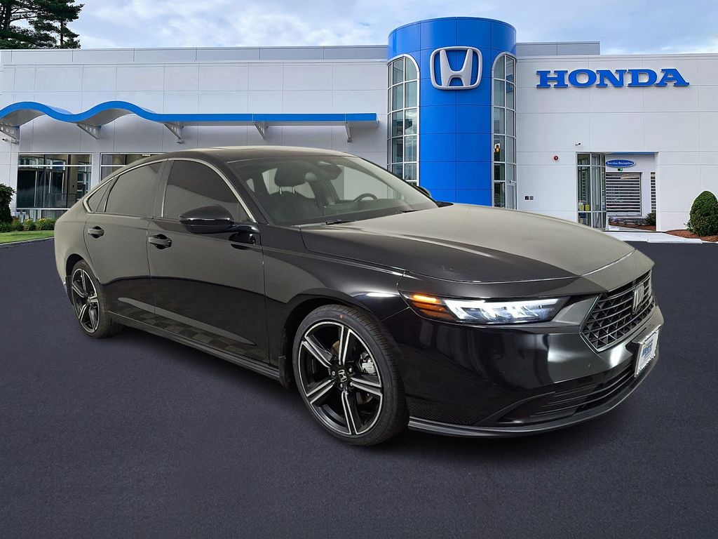 Black 2024 Honda Accord Hybrid Sport FWD Sedan Front-Wheel Drive Continuously Variable Transmission