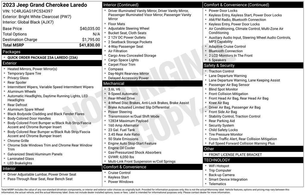 2023 Jeep Grand Cherokee Laredo White at DeMontrond Auto Country