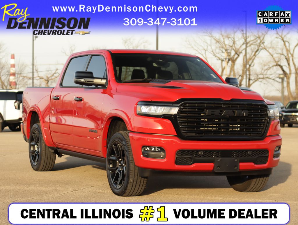 Flame Red Clearcoat 2025 RAM 1500 Laramie Crew Cab 4WD Pickup Truck Four-Wheel Drive 8-Speed Automatic