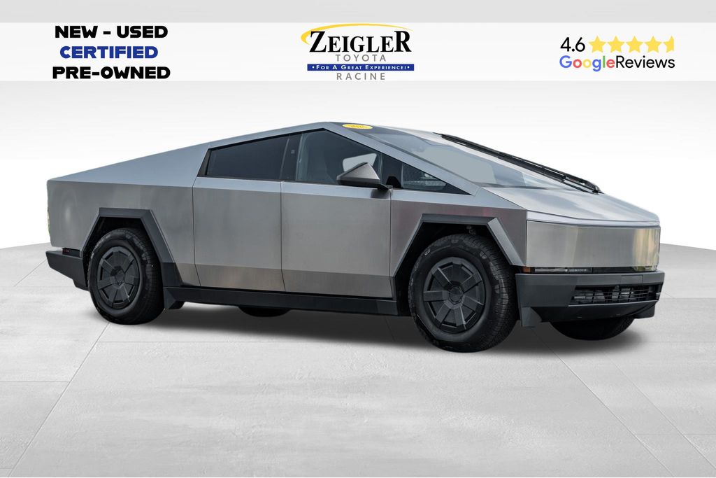 Gray (Ultra-Hard Stainless Steel) 2025 Tesla Cybertruck Crew Cab AWD Pickup Truck All-Wheel Drive 1-Speed Automatic