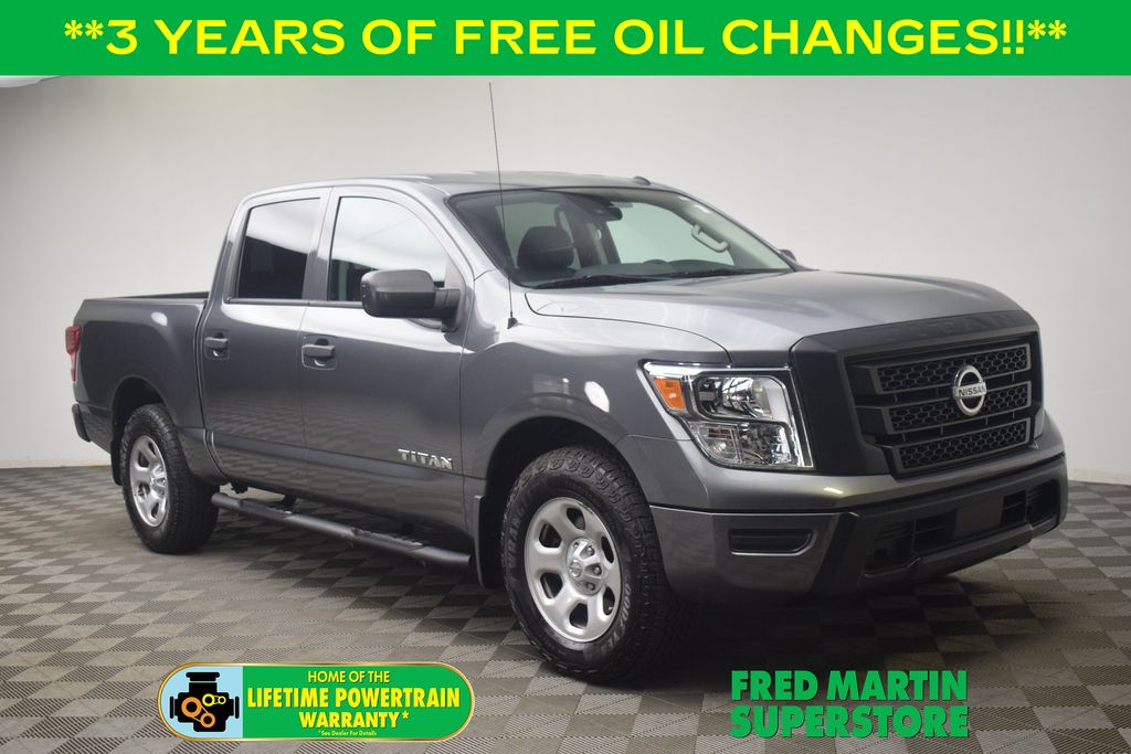 Gray (Gun Metallic) 2021 Nissan Titan Pickup Truck Four-Wheel Drive 9-Speed Automatic