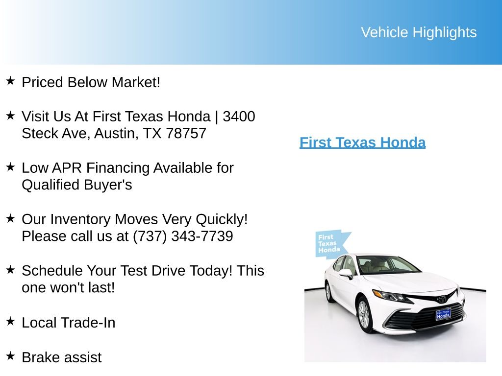 Used Car 2024 Toyota Camry  Le For Sale Under $25,000 In Austin, Texas