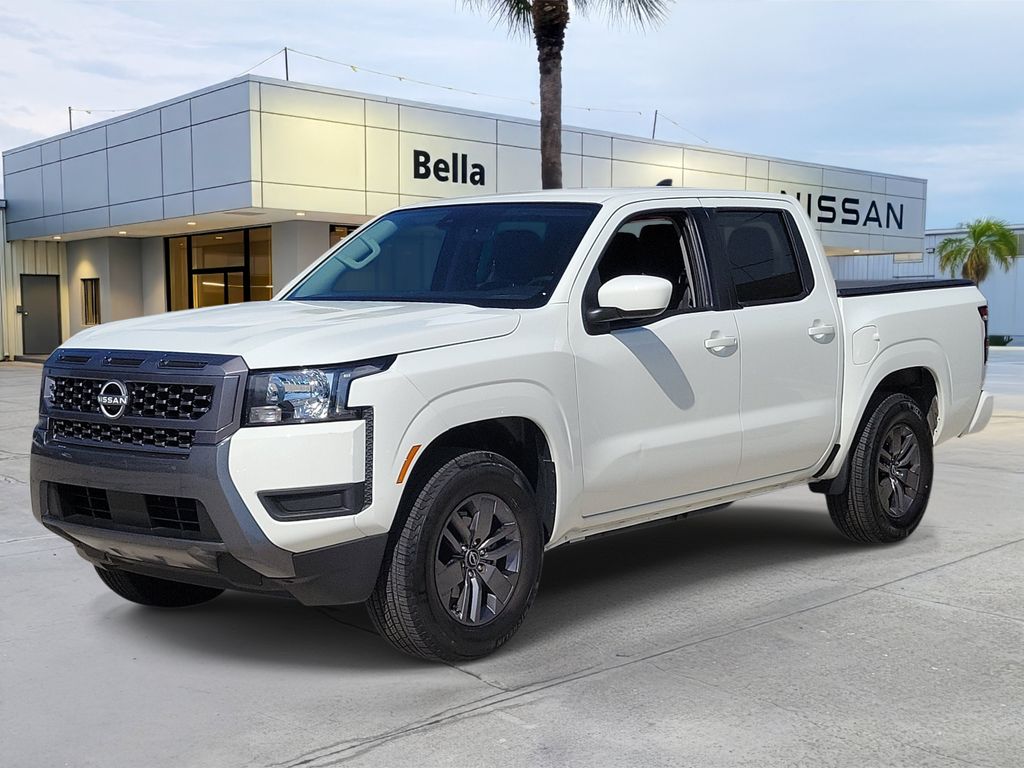 Glacier White 2025 Nissan Frontier SV Crew Cab RWD Pickup Truck 4X2 9-Speed Automatic Overdrive