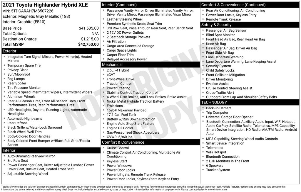 Used 2021 Gray Toyota XLE image 6