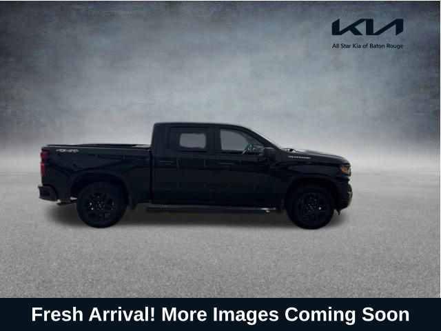 Black 2025 Chevrolet Silverado 1500 Custom Crew Cab 4WD Pickup Truck Four-Wheel Drive 8-Speed Automatic