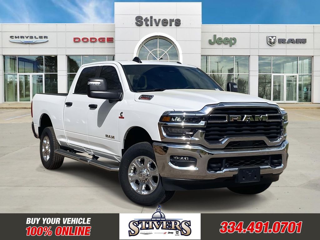 Bright White Clearcoat 2025 RAM 2500 Big Horn Crew Cab 4WD Pickup Truck Four-Wheel Drive 8-Speed Automatic